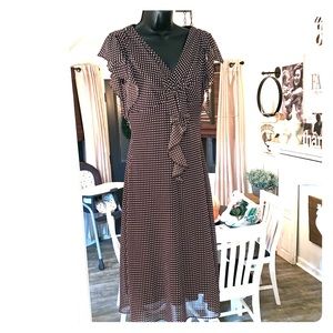 J.B.S.LTD. BROWN POLKA DOT DRESS SIZE 6